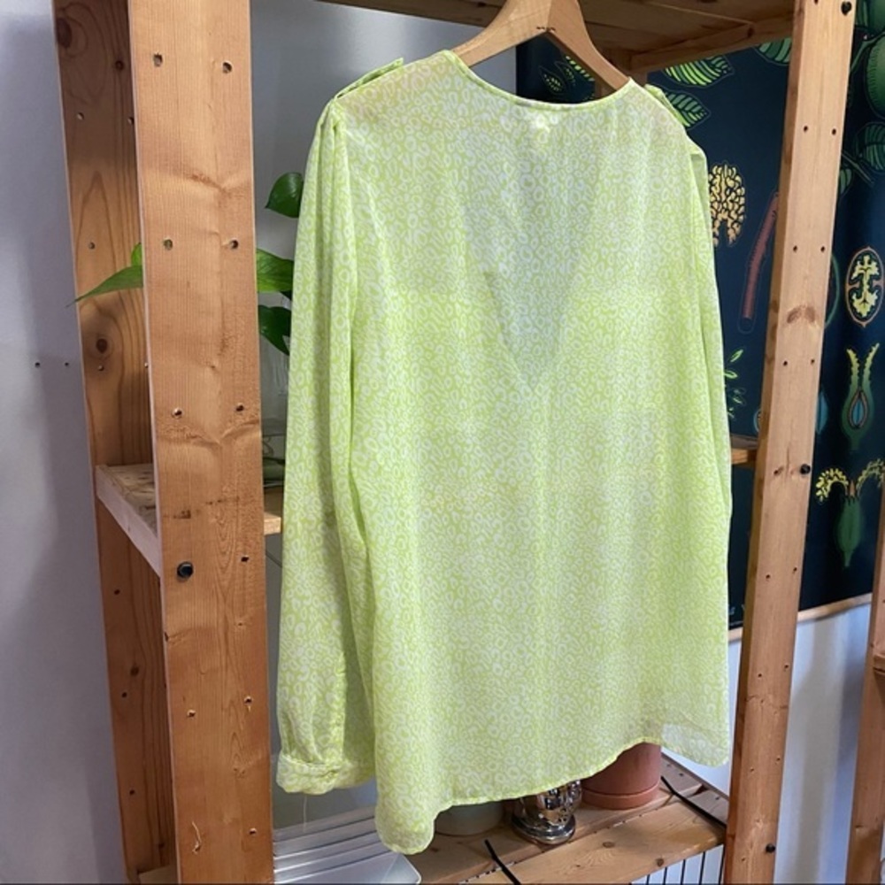 Banana Republic neon yellow animal print sheer button down shirt - Picture 8 of 14